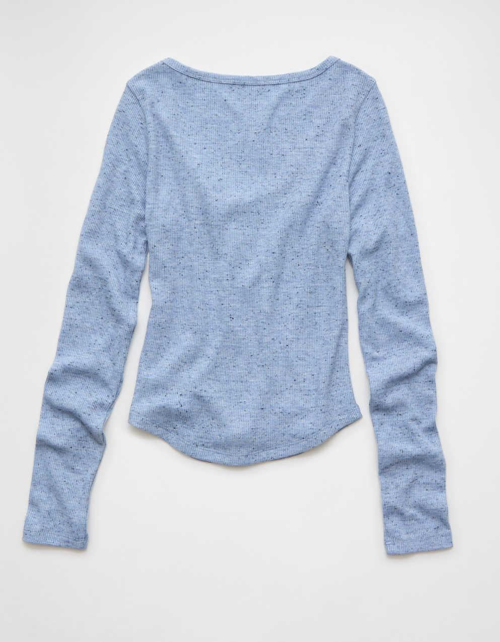 AE Waffle Long Sleeve Button-Up Tee