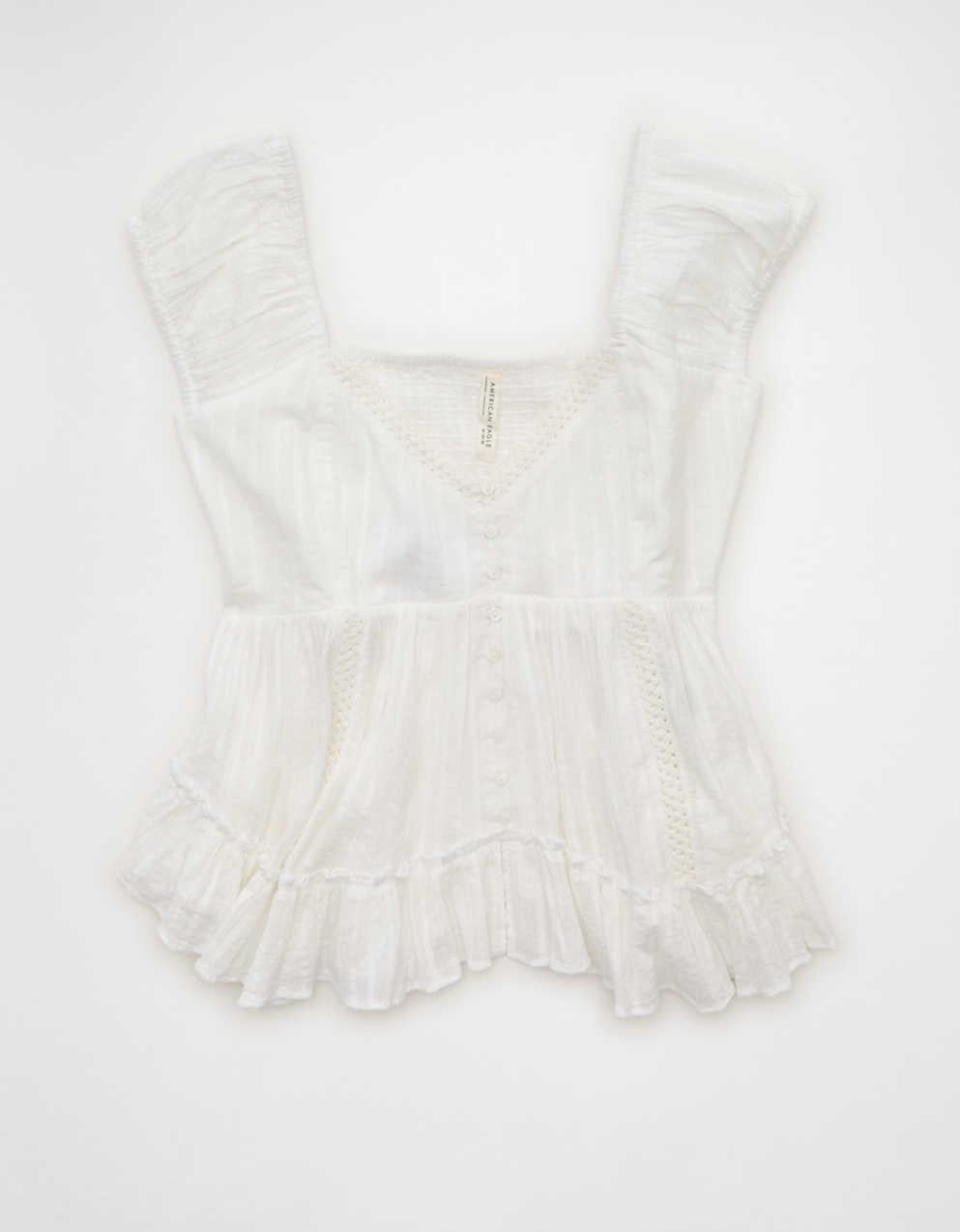 AE Lace Trim Babydoll Blouse