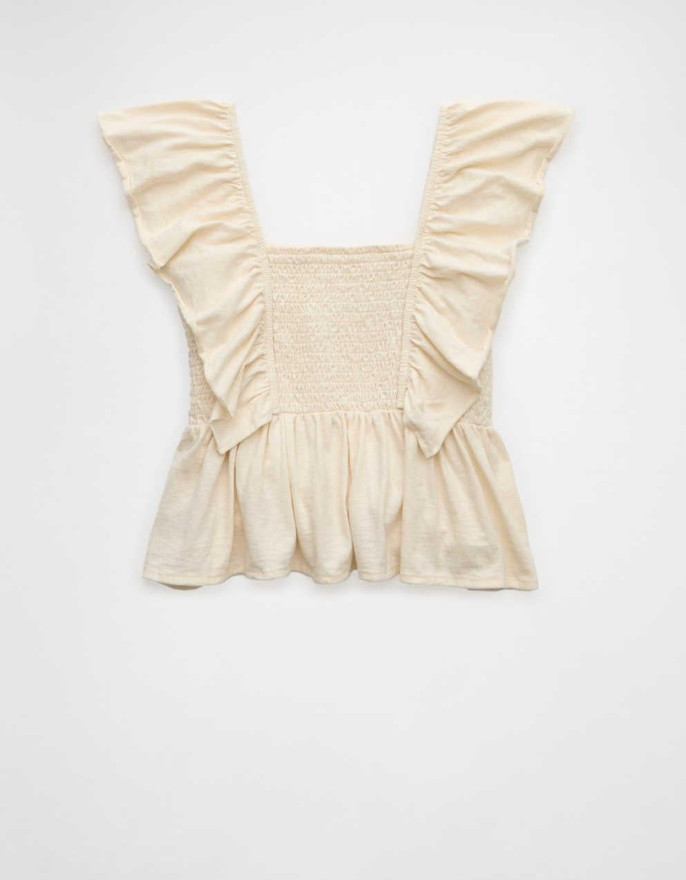 AE Sunchaser Knit Flutter Sleeve Babydoll Shirt