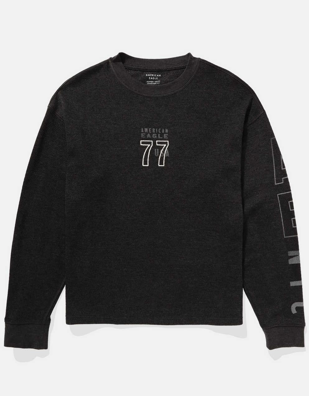 AE Oversized Long-Sleeve Elevated Logo Graphic Thermal T-Shirt