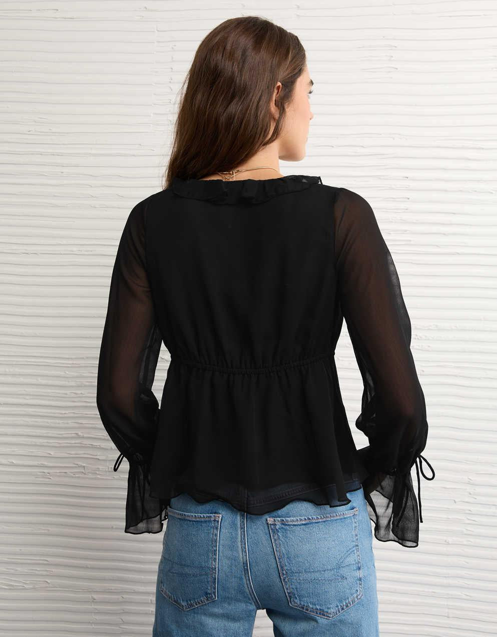 AE Chiffon Tie-Front Blouse
