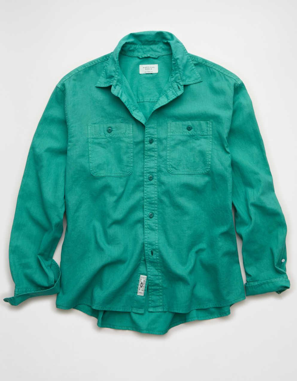 AE Relaxed Fit Linen-Blend Button-Up Shirt