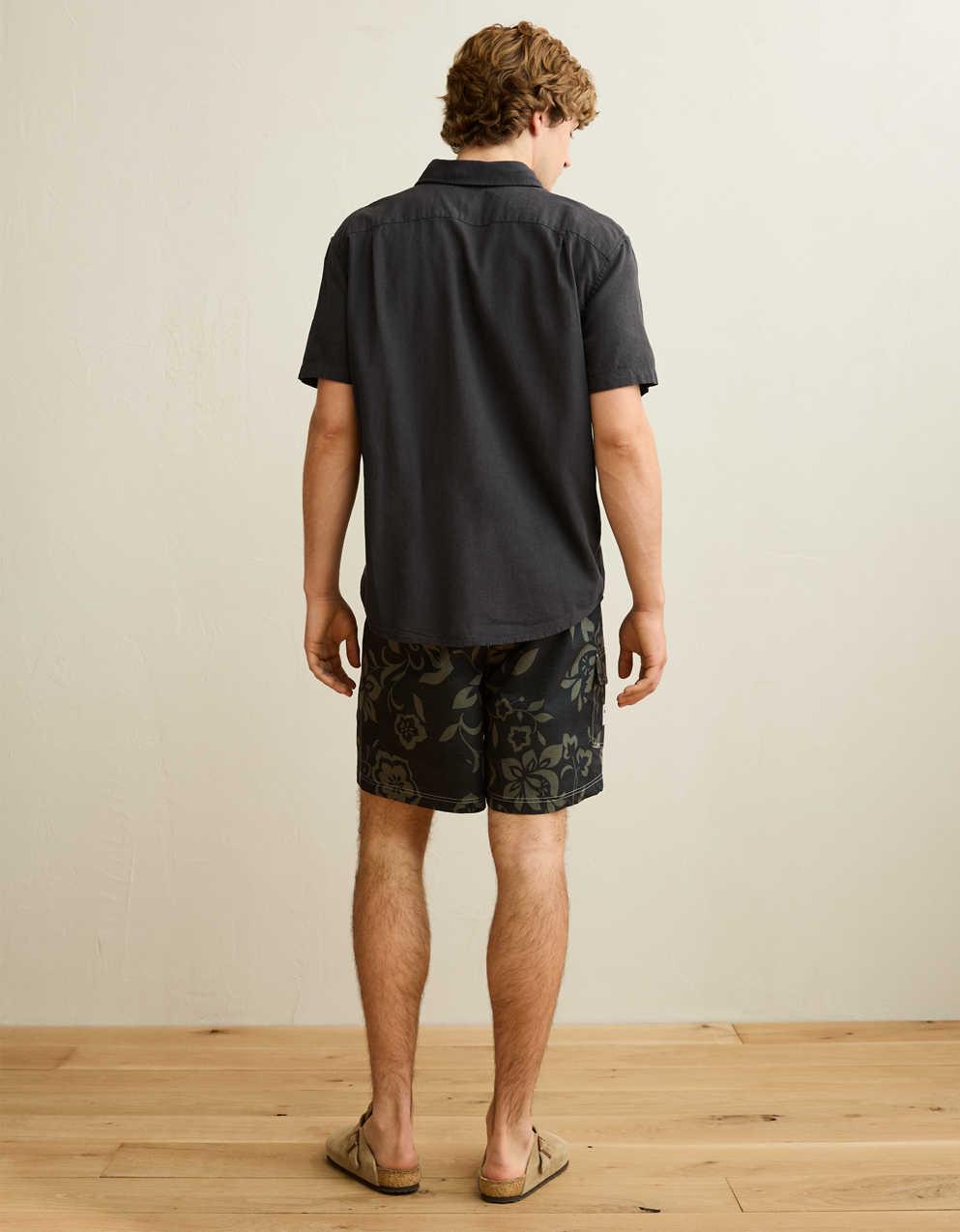 AE Standard Fit Linen-Blend Button-Up Shirt
