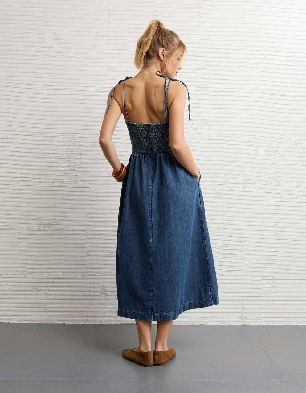 AE Sweetheart Tie-Strap Midi Dress