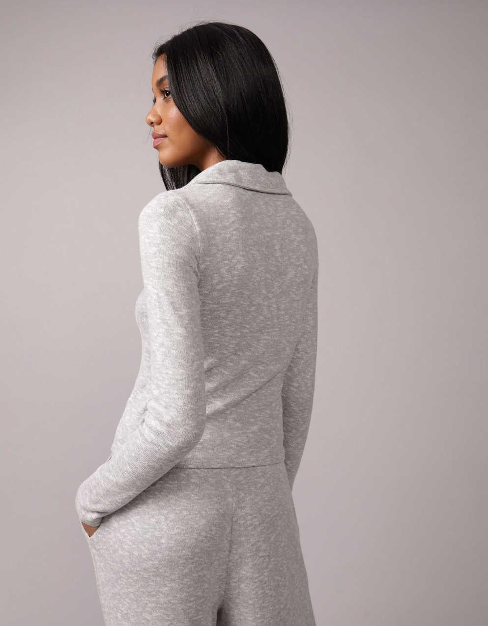 AE Long-Sleeve Plush Polo T-Shirt