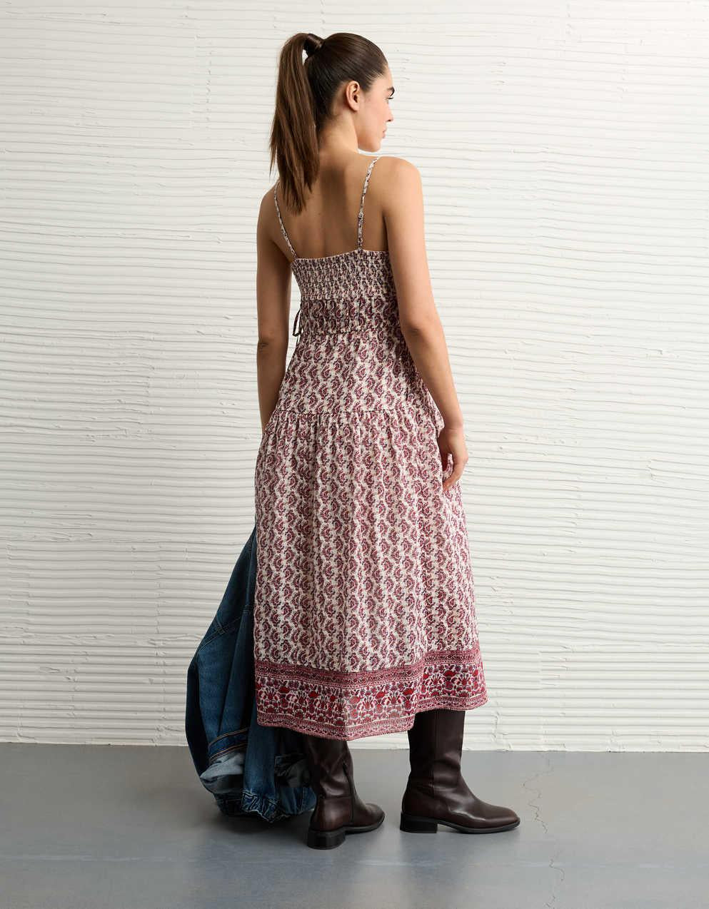 AE V-Neck Side Tie Midi Dress