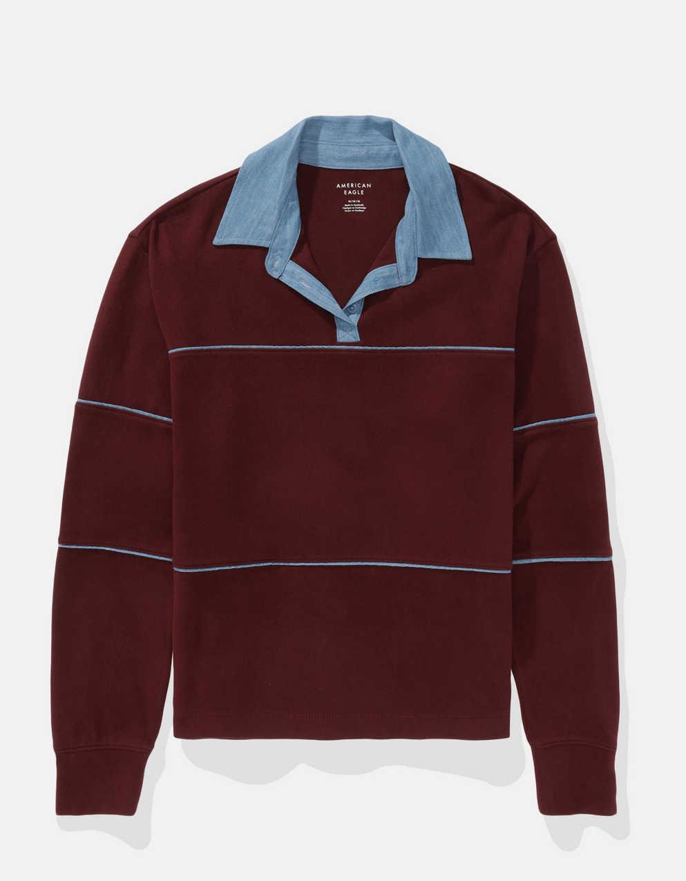 AE Long-Sleeve Oversized Polo Shirt