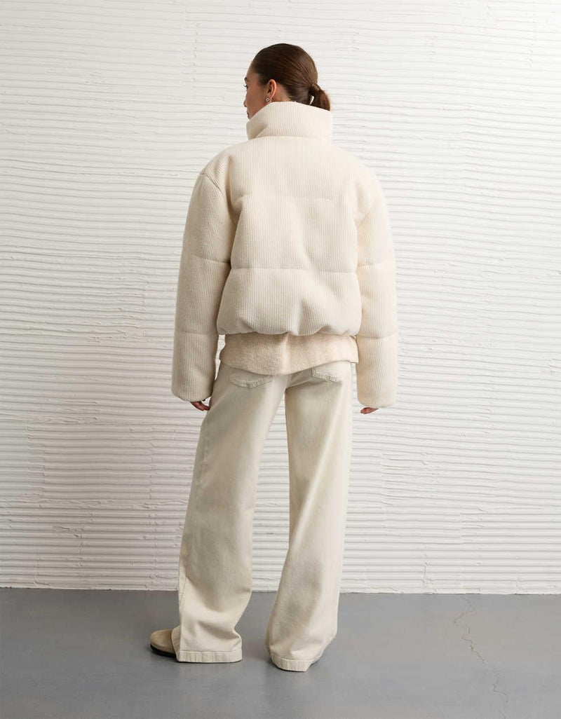 AE Cropped Sweater Puffer Jacket