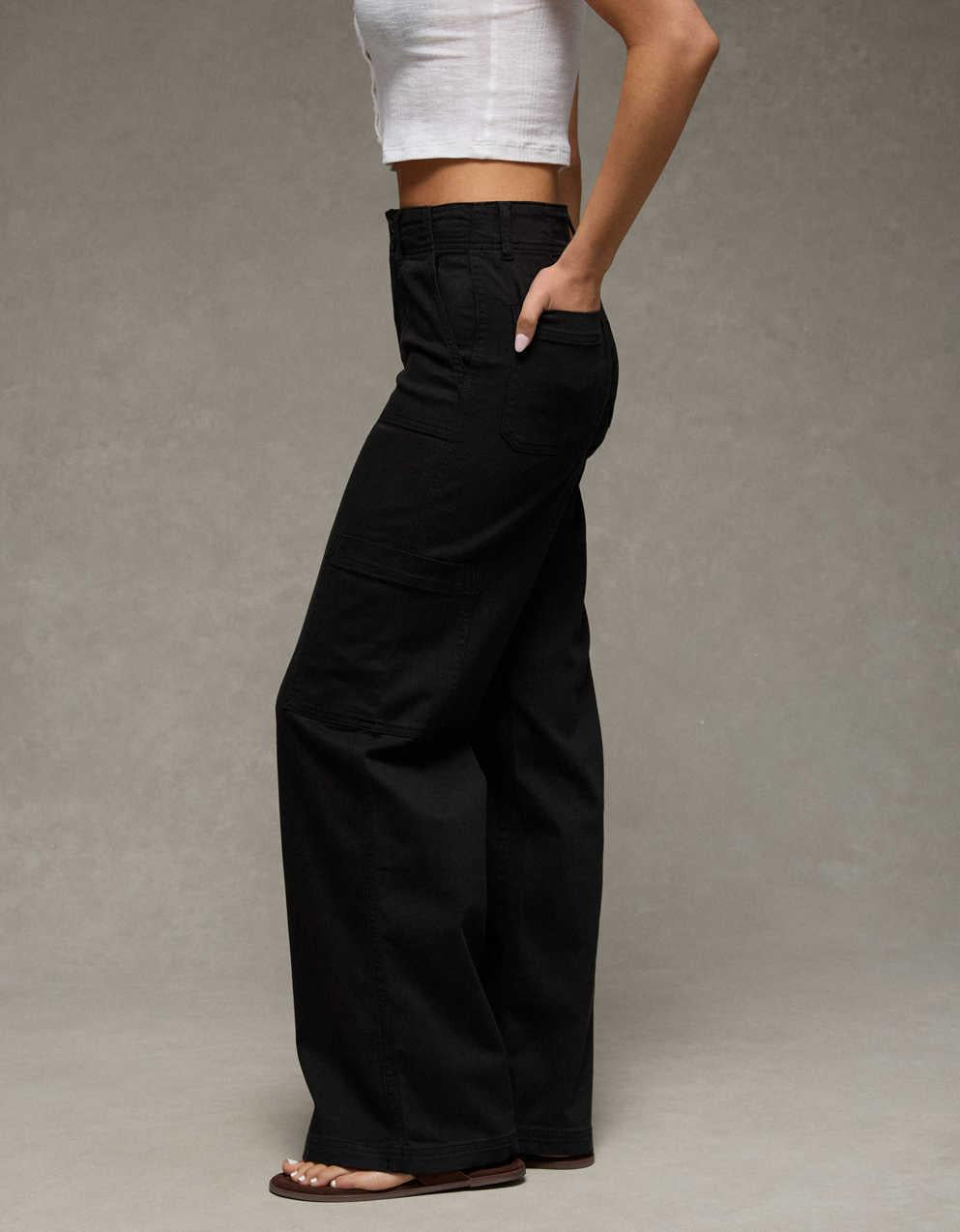 AE Stretch Super High-Waisted Wide-Leg Cargo Pant
