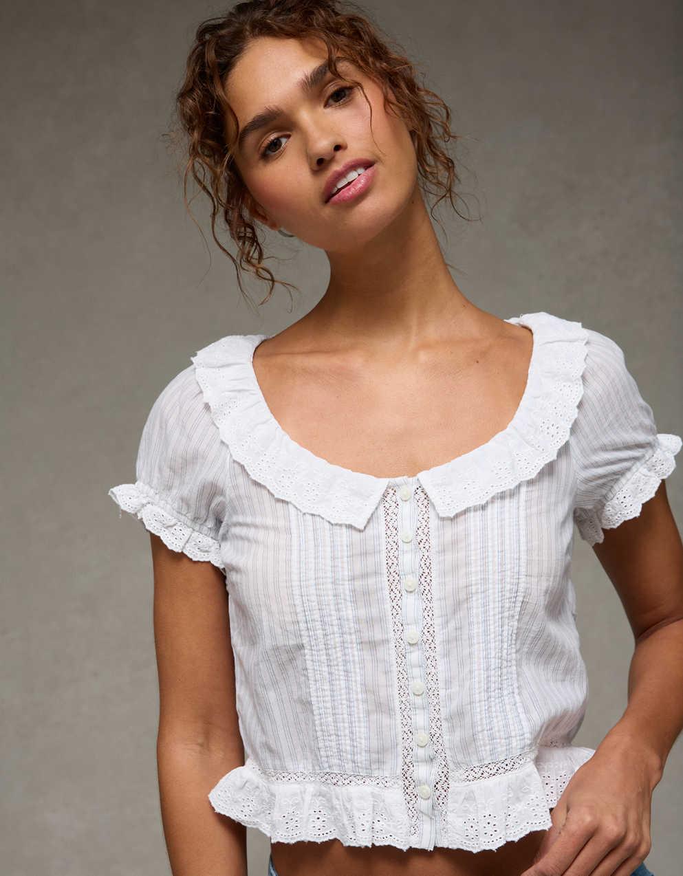 AE Schiffli Button-Up Blouse